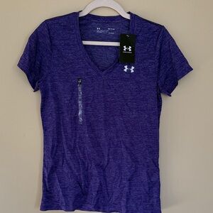 NWT Under Armour Women's Heathered Purple V-Neck Tee